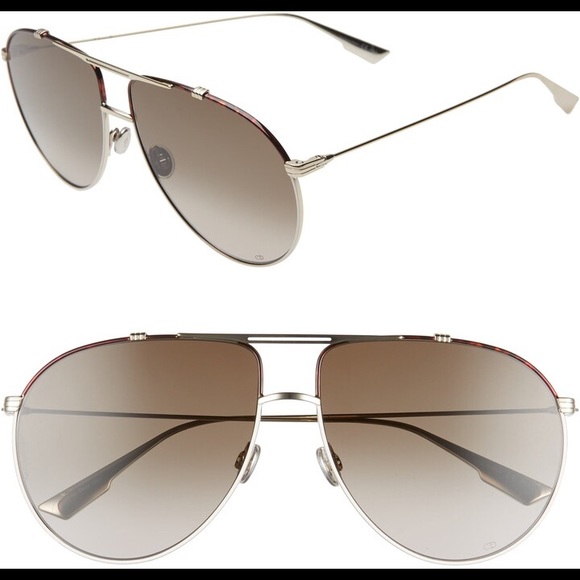 Dior Accessories - Christian Dior Diormonsieur Gold Beige Havana Brown Aviator Sunglasses